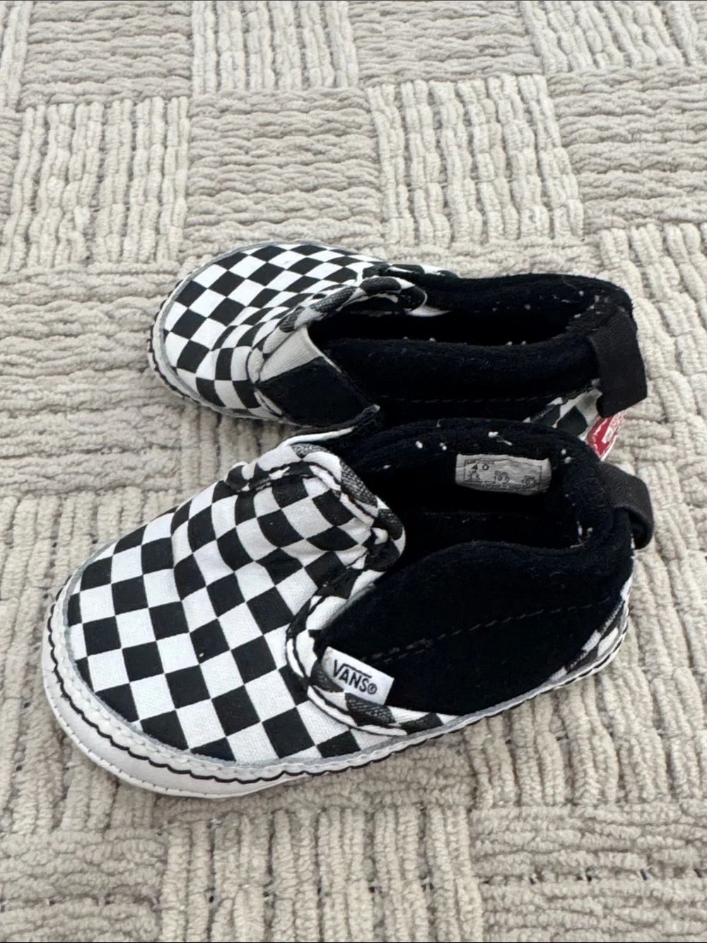Vans Baby Checkerboard Slip-On Shoes - Black/White